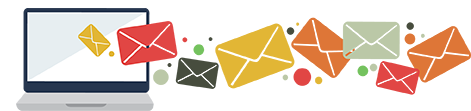 Envelopes flying from a laptop